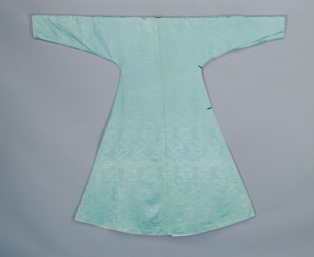 湖色寿山福海暗花绫袷衬衣后式